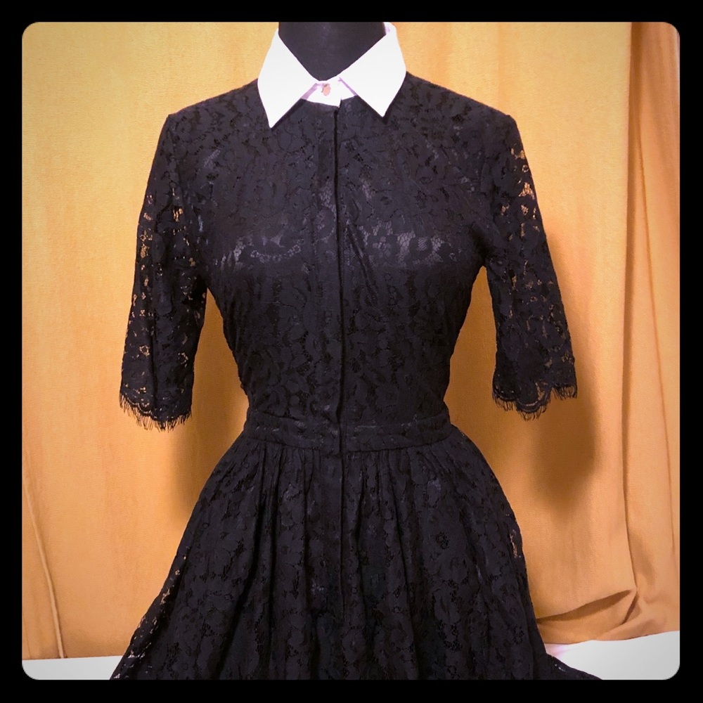 Vintage collared lace button-up dress.